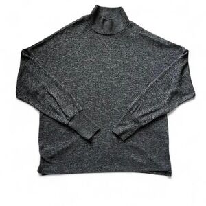 Grey Mock-Neck Oversized Long Sleeved Sweater